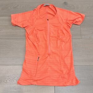 ATHLETA‎ Orange Coral Pacifica UPF Swim Guard Short Sleeve Half Zip Top Size XS